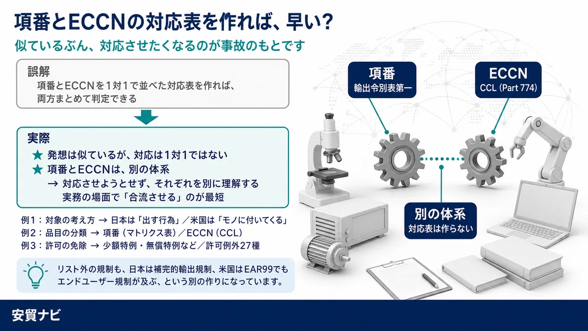 項番とECCNの対応表は作れない